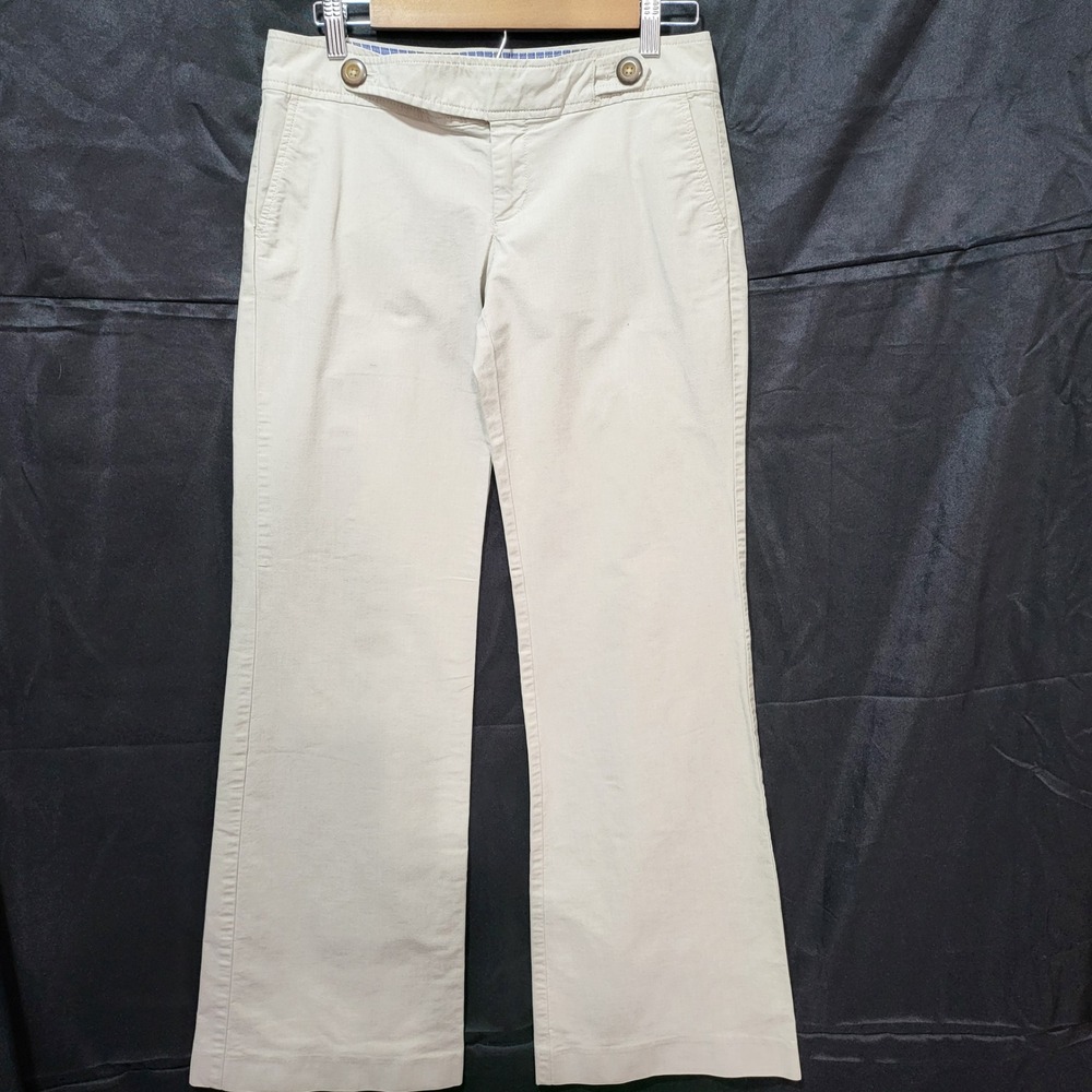 GAP Women's Khaki Stretch‎ Cotton Blend Flared Leg Pants Size 4 Regular